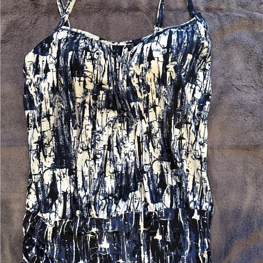 Swimsuits For All Blue and White Abstract Swimsuit